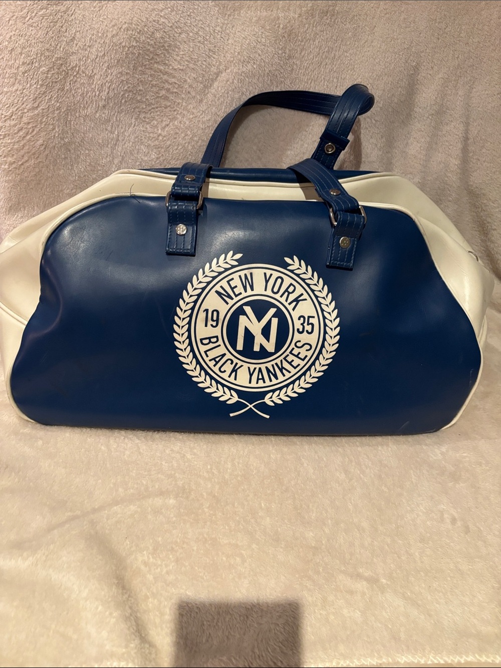 New York Black Yankees Navy and White Sport Duffle Bag 1935